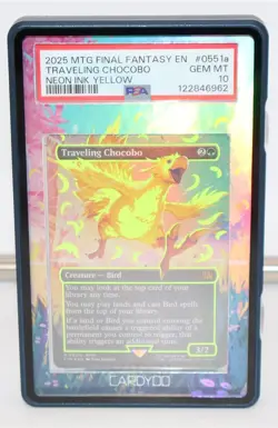 2025 MTG FINAL FANTASY NEON CHOCOBO - YELLOW - TRAVELING CHOCOBO PSA GEM MINT 10 - Image 2