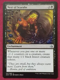 Magic The Gathering AMONKHET NEST OF SCARABS black card MTG - Image 1