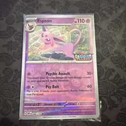 SEALED Pokemon Espeon 086/197 Obsidian Flames Best Buy Reverse Holo Promo - Image 1