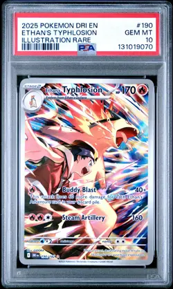 2025 POKEMON DRI EN-DESTINED RIVALS ILLUSTRATION RARE ETHAN'S TYPHLOSION PSA 10 - Image 1