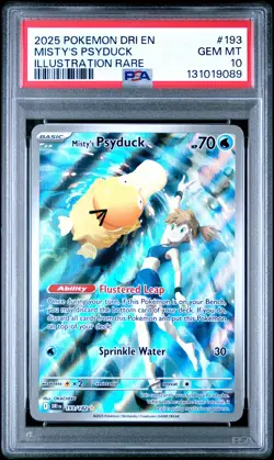 2025 POKEMON DRI EN-DESTINED RIVALS ILLUSTRATION RARE MISTY'S PSYDUCK PSA 10 - Image 1