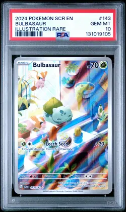 2024 POKEMON SCR EN-STELLAR CROWN ILLUSTRATION RARE #143 BULBASAUR PSA 10 - Image 1