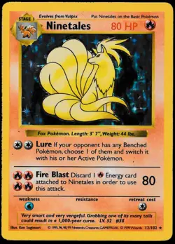 Ninetales 12/102 Pokemon TCG Base Set Shadowless Holo Rare - Image 1