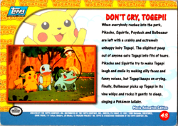 1999 Topps Pokemon Movie Animation #43 Don’t Cry, Togepi! Blue Label LP - Image 2