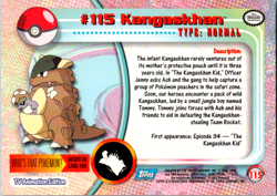 Kangaskhan #115 Topps Series 2 Non-Holo Blue Logo Pokemon TCG LP - Image 2