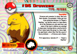 Pokemon Topps Drowzee #96 TV Animation Series 2 Blue Logo NON HOLO - Image 2