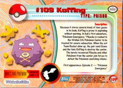 Koffing #109 Topps Trading Cards Series 2 Holo Foil Pokemon Card - LP - Image 2
