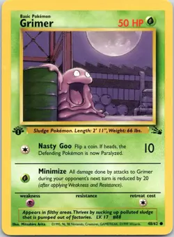 Grimer 1st Edition 48/62 Fossil Common WoTC Pokemon 1999 - Image 1