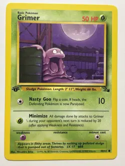 Grimer 48/62 Common 1st Edition Fossil Pokemon Card LP - Image 1
