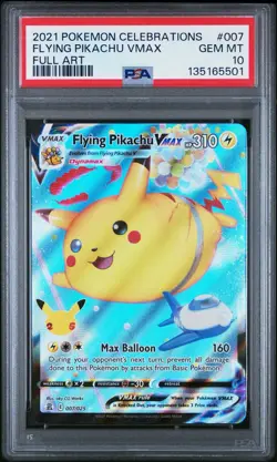 2021 POKEMON CELEBRATIONS #007 FULL ART/FLYING PIKACHU VMAX PSA 10 - Image 1