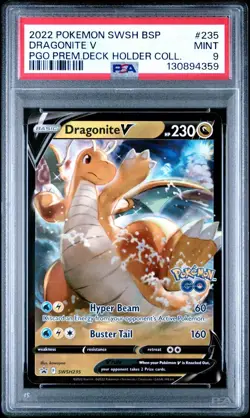 2022 POKEMON GO PREMIUM DECK DRAGONITE V #235 PSA 9 - Image 1