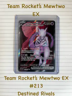 Pokemon TCG Team Rockets Mewtwo EX 213/182 Full Art Destined Rivals Near Mint - Image 1