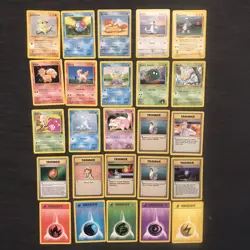 Vintage Pokemon 25 Card Lot Fossil Base Set Common Uncommon Trainer WoTC LP - Image 1
