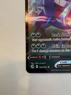 Pokemon Gengar V 156/264 Fusion Strike Ultra Rare Holo 210 Pokemon Trading Card - Image 5