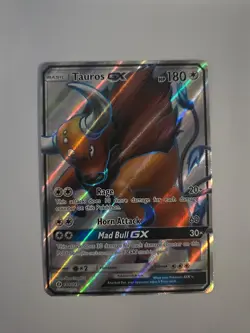 Tauros GX 144/149 Sun & Moon Base Full Art Ultra Rare Holo Pokemon Card - Image 1