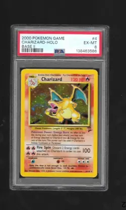 Pokemon TCG Charizard Base Set 2 Holo Unlimited Rare Card PSA 6 - Image 1