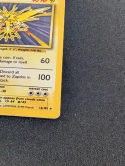 Pokemon Card Unlimited Edition Holo Rare Base Set 1999 Zapdos 16/102 WOTC - Image 4