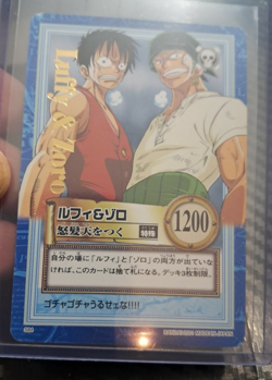 BANDAI One Piece Hyper Battle S84 LUFFY ZORO GOLD STAMPED SCARCE EARLY CARD - Image 1