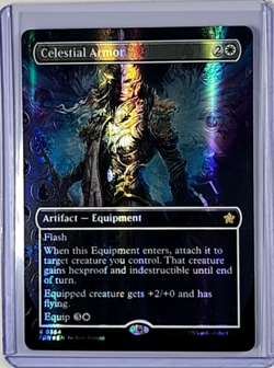 MTG Magic The Gathering FDN Foundations Borderless Mana Foil 364 Celestial Armor - Image 1