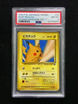 1999 Pokemon Japanese Snap Pikachu 025 Trainers Magazine Vol. 1 Promo PSA 8 M63 - Image 1