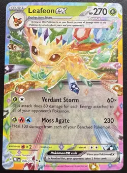 Leafeon ex 006/131 Double Rare Prismatic Evolutions Pokemon TCG NM - Image 1