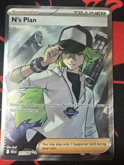 Pokemon N's Plan 163/086 Sv: Black Bolt Holo Full Art Trainer NM Pack Fresh - Image 1