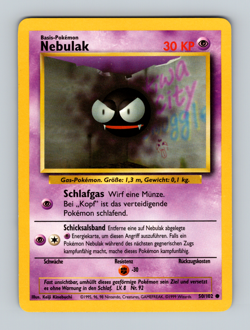 Pokemon GERMAN Base Set Gastly (Nebulak) 50/10 LP/NM - Image 1