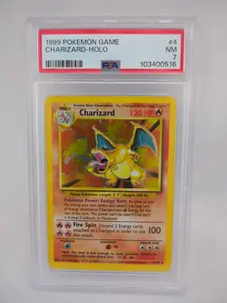 1999 POKEMON BASE SET UNLIMITED #4 CHARIZARD-HOLO PSA 7 - Image 1