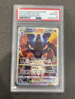 Pokemon Lucario VSTAR Crown Zenith ETB Full Art Promo SWSH291 PSA 10 Gem Mint - Image 1