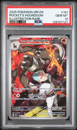 2025 Pokemon Destined Rivals #191 Team Rocket's Houndoom PSA 10 - Image 1