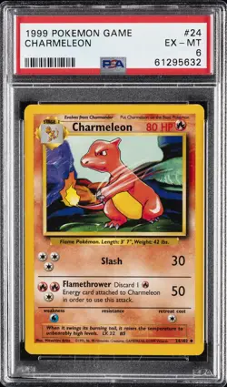 1999 POKEMON BASE SET UNLIMITED #24 CHARMELEON PSA 6 - Image 1