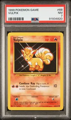 1999 POKEMON BASE SET UNLIMITED #68 VULPIX PSA 7 - Image 1