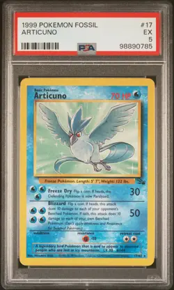 1999 POKEMON FOSSIL #17 ARTICUNO PSA 5 - Image 1