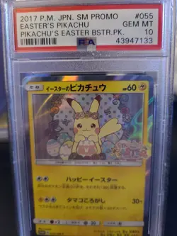 PSA 10 2017 Japanese Easter's Pikachu 055/SM-P Sun & Moon Promo Pokemon - Image 1