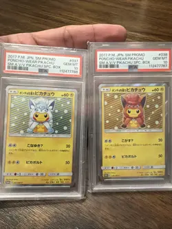 2017 Pokemon Japanese Pikachu Alolan Vulpix Poncho PSA 10 SEQUENTIAL 037 038 - Image 1