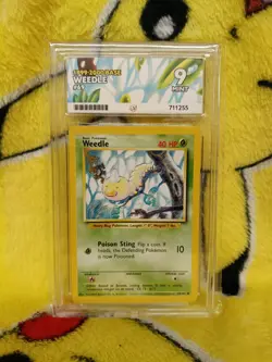 Pokemon Base Set 4th UK Print 1999-2000 Weedle 69/102 Ace Graded 9 Mint - Image 1