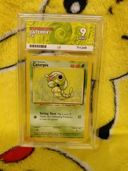 Pokemon Base Set 4th UK Print 1999-2000 Caterpie 45/102 Ace Graded 9 Mint - Image 1