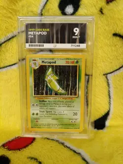 Pokemon Base Set 4th UK Print 1999-2000 Metapod 54/102 Ace Graded 9 Mint - Image 1