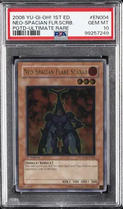 2006 YU-GI-OH! POTD-POWER OF THE DUELIST #EN004 NEO-SPACIAN FLARE SCARAB PSA 10 - Image 1