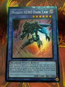 Yugioh Masked HERO Dark Law Prismatic Collector's Rare RA01-EN025 1st NM - Image 1