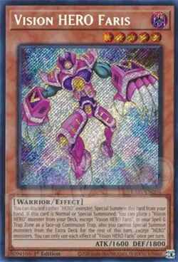 Yugioh - Vision HERO Faris - 1st Edition Secret Rare NM - Free Holographic Card - Image 1
