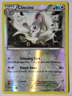REVERSE HOLO Cinccino 89/124 LP - XY Fates Collide Pokemon Card Kouki Saitou Art - Image 1