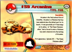 ARCANINE #59 - Random Logo - NON-HOLO - SERIES 1 - TOPPS Pokemon Card - LP - Image 2