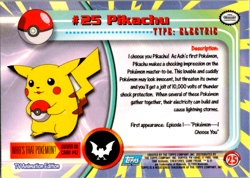 Pikachu #25 Pokemon Card Blue Topps Logo Label - 1999 TV Series - Image 2