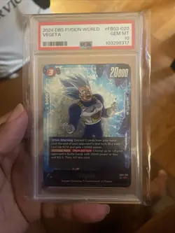 PSA 10 Dragon Ball Super Card Game Fusion World RAGING ROAR FB03-020 Vegeta SR - Image 1