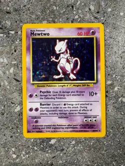 Pokemon TCG Cards Mewtwo 10/102 Base Set Holo Rare LP - Image 1
