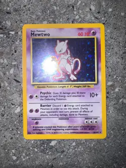 Pokemon TCG Cards Mewtwo 10/102 Base Set Holo Rare LP - Image 3