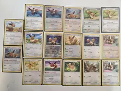 Eevee Lot of 17 Pokemon Cards Holos And Base No Duplicates - Image 1