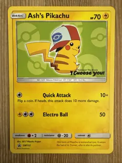 Ash's Pikachu - SM112 - Pokemon TCG Sun & Moon Promo Rare Card VLP - Image 1