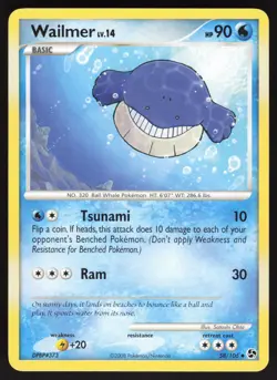 Wailmer 58/106 Non-holo Uncommon Pokemon TCG Great Encounters LP - Image 1
